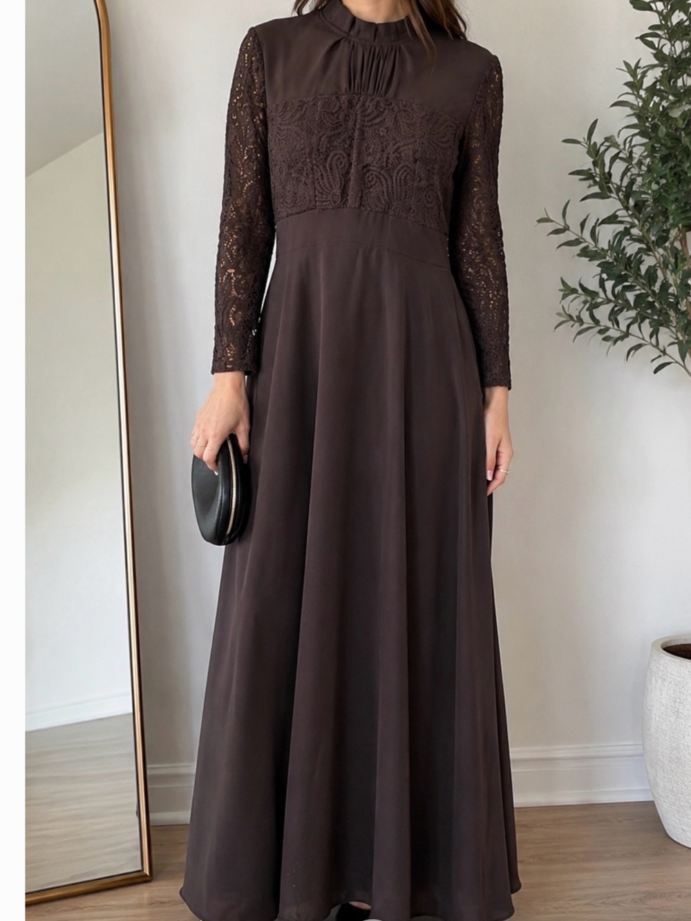 Vintage Elegant Lace Panel Black Dress